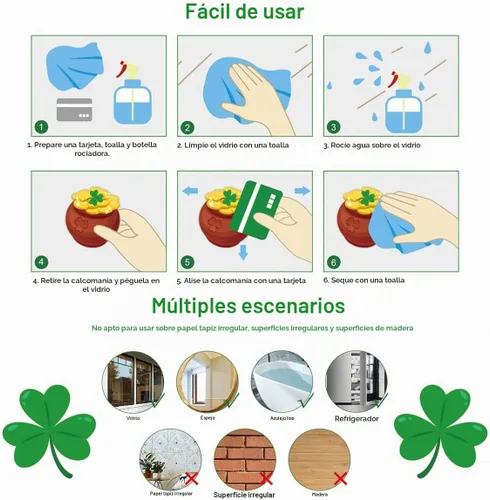 Vista 6 de AOWDIAO Calcomanías reutilizables de doble cara para ventana, duendes, tréboles, gnomos, monedas, decoración irlandesa festiva para ventanas