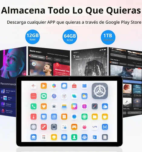 Vista 3 de ECOPAD Tablet de 10.1 pulgadas, tabletas Android 15 de 12 GB (4+8) de RAM / 64 GB de ROM / expansión de tarjeta SD de 1 TB, pantalla táctil IPS HD