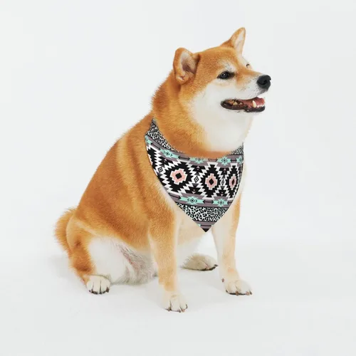 Vista 2 de Pañuelos para perros con hebilla ajustable para mascotas, diseño de nativos americanos, bufanda triangular lavable, tres tamaños
