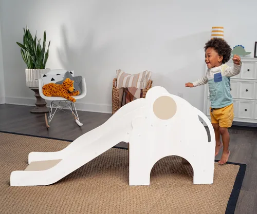 Vista 10 de Avenlur Nima - Tobogán interior con forma de elefante Montessori Waldorf, seguro, resistente y confiable, espacio de juego interior perfecto