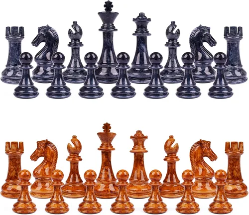 Vista 4 de Juego de ajedrez grande de 18.5 pulgadas para adultos con piezas de ajedrez pesadas de aleación de zinc, tablero de ajedrez plegable portátil, juego