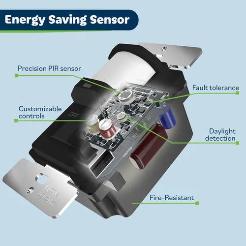 Vista 5 de TOPGREENER - Interruptor de luz con sensor de movimiento PIR para pared, interruptor con sensor de ocupación, requiere cable neutro, control manual