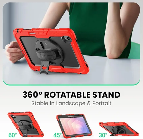 Vista 4 de SEYMAC Funda para Samsung Galaxy Tab S11 5G 2025 de 11 pulgadas, resistente a prueba de golpes, con protector de pantalla, soporte giratorio, correa
