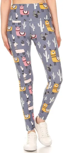Vista 2 de Leggings Depot - Leggings de piel sintética para mujer, de cintura alta, elásticos Yoga-cactus y llama de 5