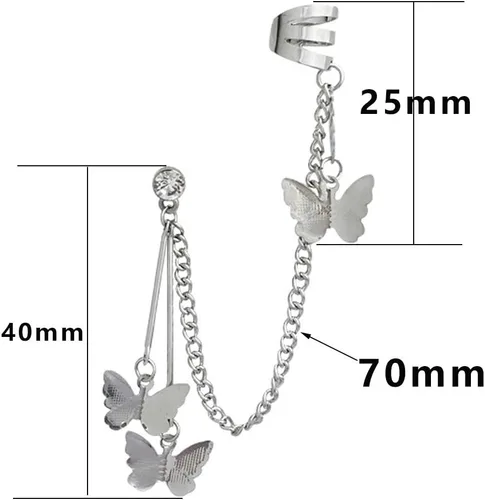 Vista 2 de Aretes de cadena para mujer, aretes de borla de mariposa, aretes de cadena caída, regalos