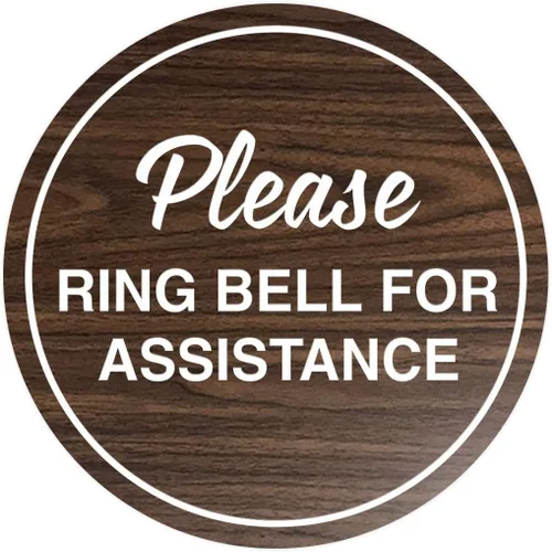 Vista 22 de Signs ByLITA Circle Please Ring Bell For Assistance - Letrero de pared o puerta Fácil instalación Letrero de recepción de recepción