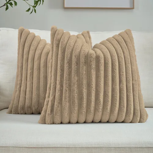 Vista 23 de FUTEI Pack of 2 Faux Fur Throw Pillow Covers 20x20 Inch, Navy Blue Azul marino