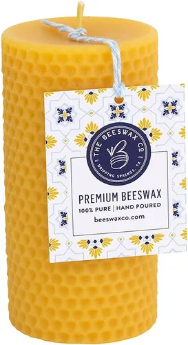 Vista 9 de The Beeswax Co. - Vela grande de cera de abejas de colmena – Perfumada a miel natural, de larga duración y ecológica, mecha de algodón, cera