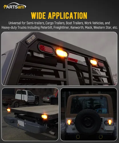 Vista 6 de Partsam 2 luces de marcador ámbar de 6.5 pulgadas con luz de giro medio, soporte de goma, 24 LED con lente reflejo, universal, impermeable, 6
