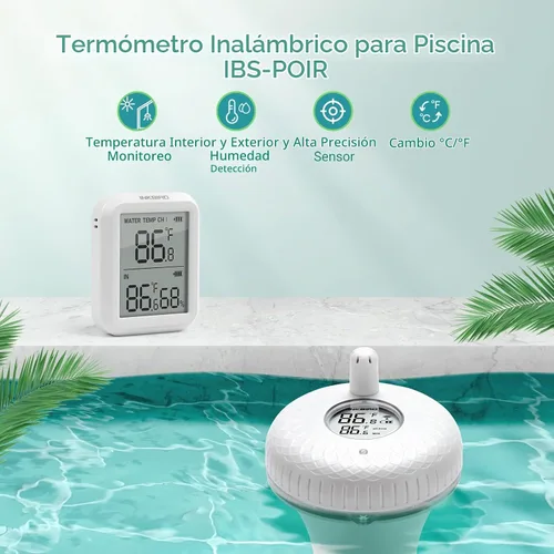 Vista 2 de Inkbird Termómetro inalámbrico para piscina y receptor, versión actualizada de termómetro flotante con pantalla de fácil lectura, termómetro
