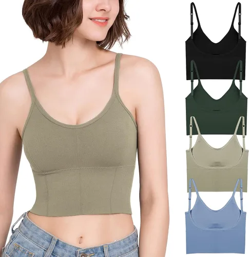 Vista 2 de Eleplus Brasier cómodo para dormir de 4 piezas para mujer, brasier sin varillas, acolchado, paquete de 4