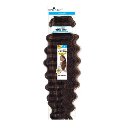 Vista 2 de ORGANIQUE Shake N Go Pony Pro Easy Wrap Around - Cola de caballo ondulada rizada, 22 pulgadas (1)