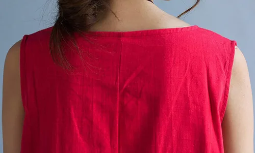 Vista 5 de GGUHHU Maxivestido holgado sin mangas de lino y algodón para mujer con bolsillos