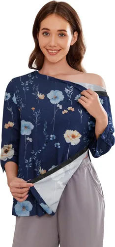 Vista 19 de Camisetas Deyeek para Mujeres Después de Cirugía de Hombro Desmontables Mangas 3/4 Tops para Después de Cirugía de Manguito Rotador Ropa Adaptativa