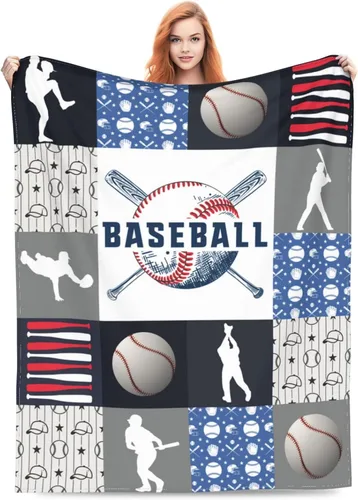 Vista 2 de Manta decorativa de béisbol – Cómodo forro polar de franela de felpa, ligera, cálida, suave, esponjosa, difusa, 40 x 50 pulgadas para niños, niños