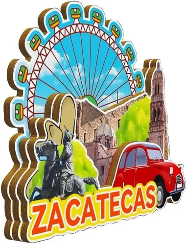 Vista 2 de Zacatecas - Imán de madera para nevera, diseño de México, monumentos 3D, recuerdos coleccionables, decoración hecha a mano -2319