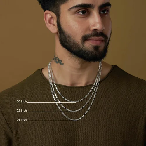 Vista 3 de LeCalla Collar de plata de ley 925 maciza italiana de 0.138 in, 0.150 in de corte de diamante, eslabones cubanos para hombres y mujeres