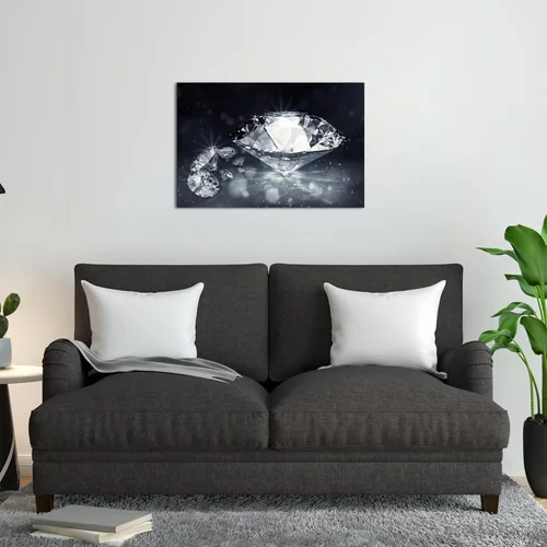 Vista 2 de Biuteawal Arte de pared de diamantes en blanco y negro con impresión de diamantes brillantes, pintura de moda, obra de arte moderna, decoración