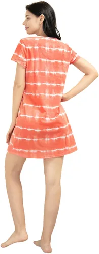 Vista 9 de Inadays Camisón de algodón para mujer, ropa de dormir de manga corta, camisón casual con estampado, pijama holgado y cómodo