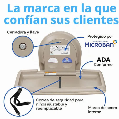 Vista 8 de Koala Kare Cambiador de bebé horizontal montado en superficie, modelo KB300-00 (beige)
