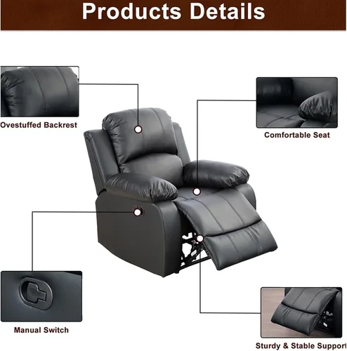 Vista 3 de A Ainehome Sofá reclinable de lujo, juego de muebles de sala de estar, sofá reclinable para caravana, sofá biplaza reclinable, para sala de estar