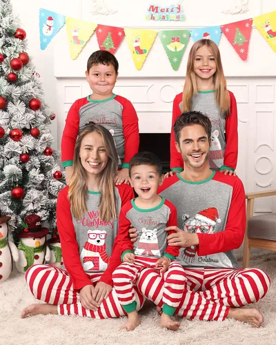 Vista 2 de Pijamas de Navidad familiares a juego, pijamas navideñas para familia o parejas