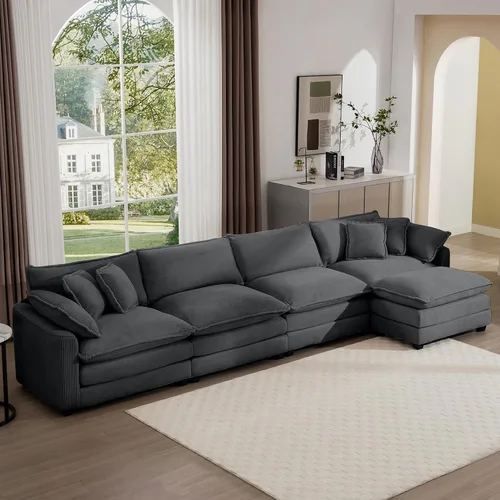 Vista 23 de Aoowow Sofá de dos plazas de pana, modernos sofás de nube de 2 plazas para sala de estar, sofás modulares de nube seccionales con asiento profundo