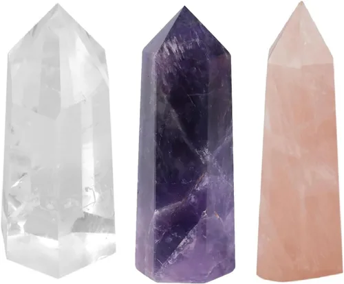 Vista 8 de mookaitedecor Varitas de cristal curativo, 6 facetas de un solo punto para meditación de chakras, reiki, decoración del hogar, ángel aura cuarzo
