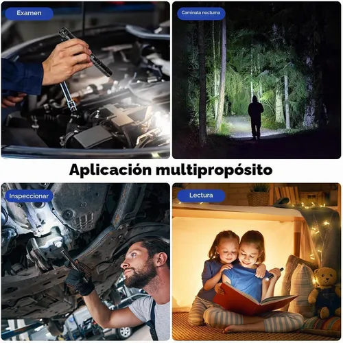 Vista 8 de Luz recargable para bolígrafo, linterna de bolsillo USB-C de alto
