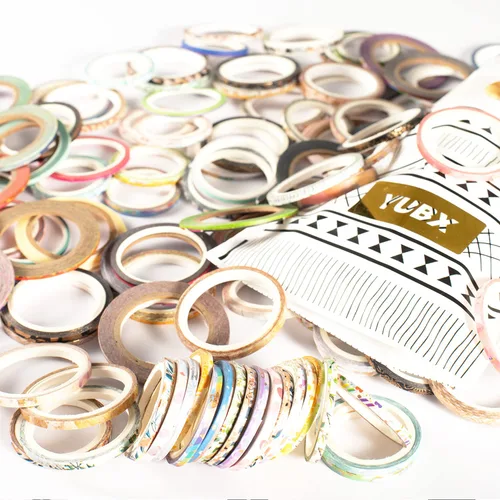 Vista 3 de Extra - Juego de cinta Washi extra delgada, patrones aleatorios, 80 rollos + paquete de lámina dorada, cinta decorativa para enmascarar súper