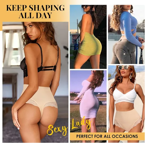 Vista 5 de HMQ Tanga moldeadora de abdomen para mujer, adelgazante, cintura alta, sin costuras, moldeadora de cuerpo, ropa