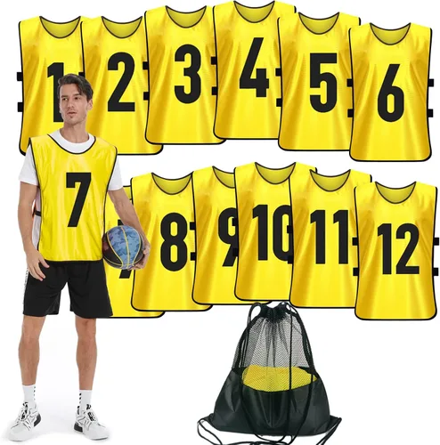 Vista 10 de Scrimmage - Chaleco de entrenamiento (12 unidades) para deportes de equipo, camisetas para adultos y jóvenes, baberos de fútbol, camisetas