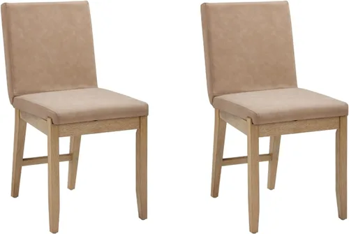 Vista 6 de Nathan James Gracie - Silla de comedor moderna con cojín, silla de comedor tapizada con marco de madera maciza, color marrón claro, juego de 2