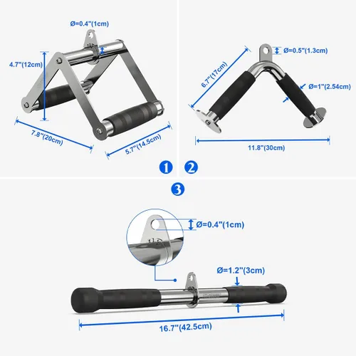 Vista 5 de POWER GUIDANCE Cable Machine Attachment, LAT Pulldown Attachments, Cable Attachments for Gym, Home Gym Accessories
