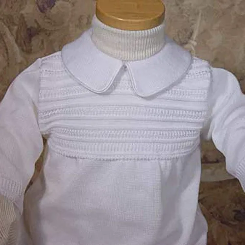 Vista 2 de Overol de bautismo de bautizo blanco de punto para niños