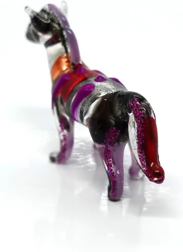 Vista 5 de Zebra Tiny Figurines Animals Hand Blown Color Glass Art Collectible Gift Home Decorate (Purple Black)