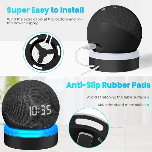 Vista 5 de ZUOLACO - Soporte de mesa para Echo Dot 5ª generación y modelo 2026, paquete de 2, color negro