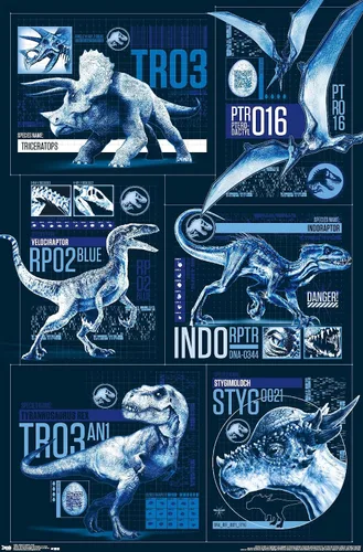 Vista 9 de Trends International Jurassic World: Fallen Kingdom - Póster de pared con cuadrícula, 14.725 x 22.375 pulgadas, versión enmarcada de madera