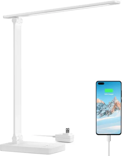 Vista 10 de Lámpara de escritorio LED Lepro con puerto de carga USB, lámpara de mesa regulable para el hogar y la oficina con control táctil para lectura, 650