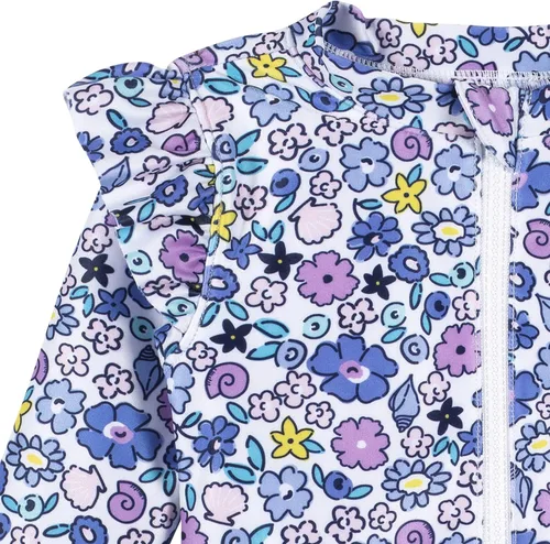 Vista 3 de Gerber Girls' Toddler Long Sleeve One Piece Rashguard Swimsuit