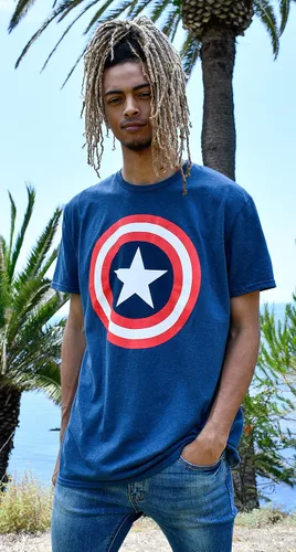 Vista 8 de Marvel Captain America Distressed Shield Logo - Camiseta para hombre