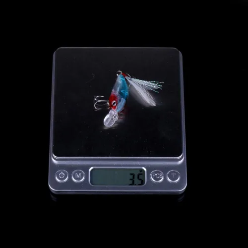 Vista 9 de Paquete de 5 señuelos de pesca Minnow cebo de manivela, señuelos de pesca para lubina, cebo artificial duro, señuelos de pesca Crankbait, ojos 3D