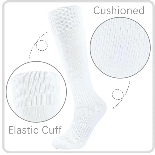 Vista 2 de Calcetines de fútbol para niños, 6 pares de calcetines de fútbol para niñas, calcetines altos hasta la rodilla, béisbol, sóftbol, deportes, niños