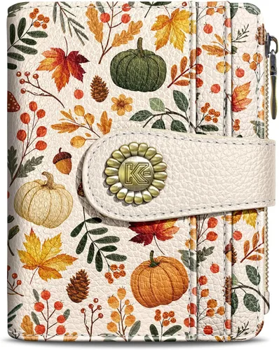Vista 31 de Kelvoris Cartera pequeña Rfid para mujer, plegable, con cremallera, bolsillo para monedas, piel sintética, compacto, para tarjetas de crédito