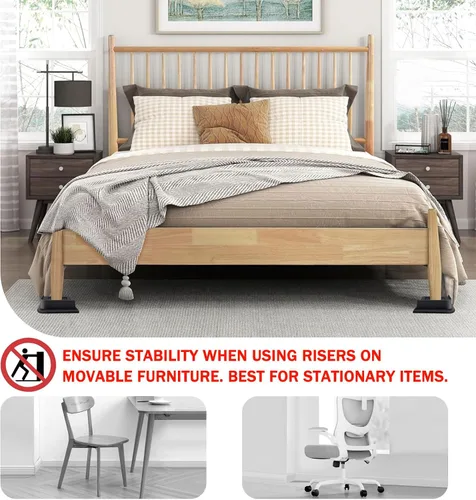 Vista 4 de ANNKUT Elevadores de cama de 1 pulgada resistentes, elevadores de muebles para cama, escritorio, mesa, sofá, sofá, elevadores de cama de gran