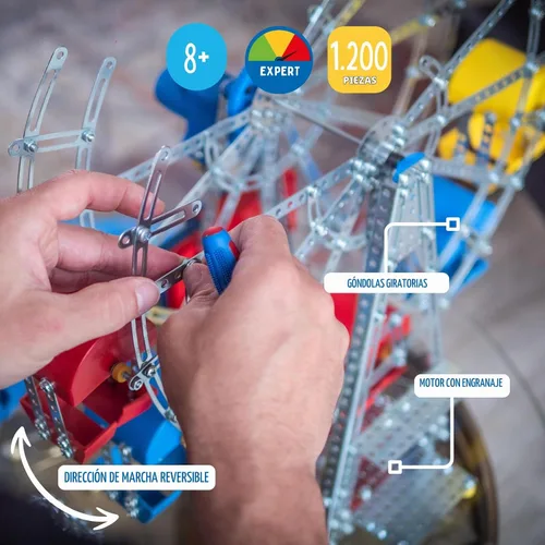 Vista 2 de Eitech Juego de construcción de ruedas de fortuna clásica, introducción a la ingeniería y aprendizaje STEM, acero, 24 GHZ