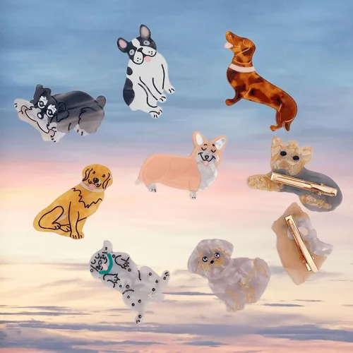 Vista 5 de 1 horquilla de perro para mascotas para mujeres, pinza para el pelo de animal (perro salchicha)