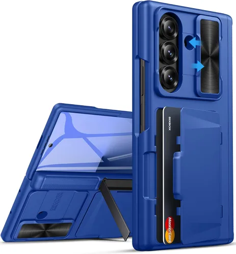 Vista 17 de Funda para Samsung Galaxy Z Fold 7 con Portarjetas, Integrado y Protector de Pantalla y Protección de Bisagra y Cubierta Deslizante para Cámara Negro