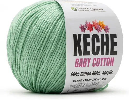 Vista 119 de Keche Hilo de Algodón, 60% Algodón 40% Hilo Acrílico, Hilo de Algodón Suave para Crochet y Tejer, Hilo Amigurumi 1 Madeja/Bola 1.76 Oz (50g) / 180