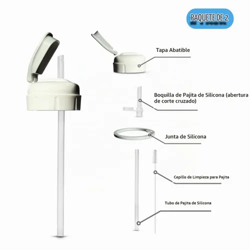 Vista 4 de Tapa con popote superior abatible para biberones de cuello ancho del Dr